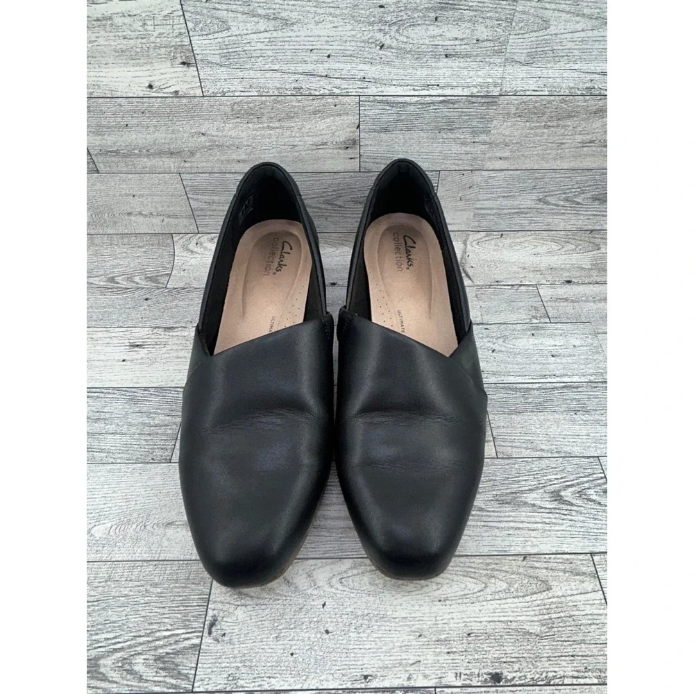 Clarks Collection Black Leather Ultimate Comfort Loafers Flats Women Sz 9W